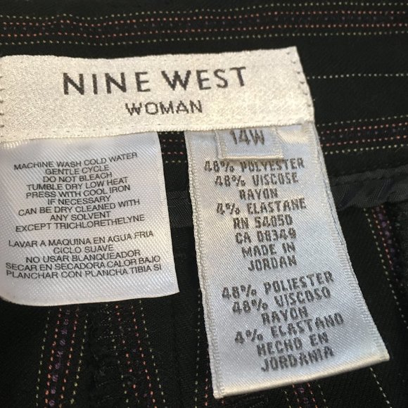 Women's Nine West Capri Slacks Black with Brown Pinstripes with Leg Cuffs - 14W - Picture 6 of 6